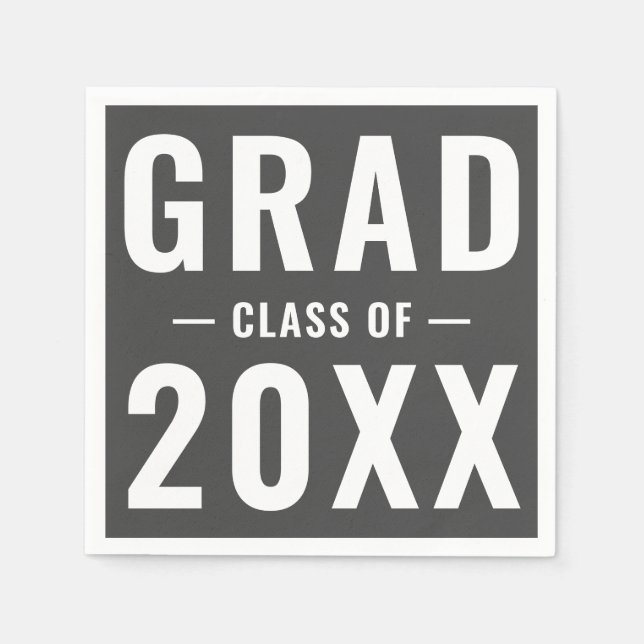 Examensklass 2023 kolgrå modern typografi pappersservett (Framsidan)
