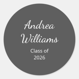 Examensklass 2025 Returadress Grå Runt Klistermärke