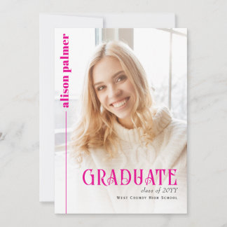 Examensklass 2026 GRADUATE minimalist ljusröd foto Meddelande