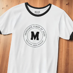 Examensklass 20XX Modern Anpassad Monogram T Shirt