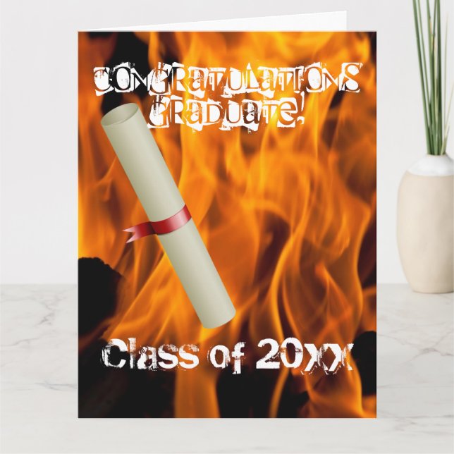 Examensklass Lyx Anpassa Namn Eld Flammor Kort (Framsida)
