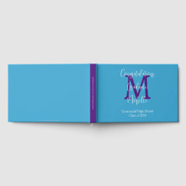 Examensmonogram Himmelblå Lila Vit Signering Gästböcker