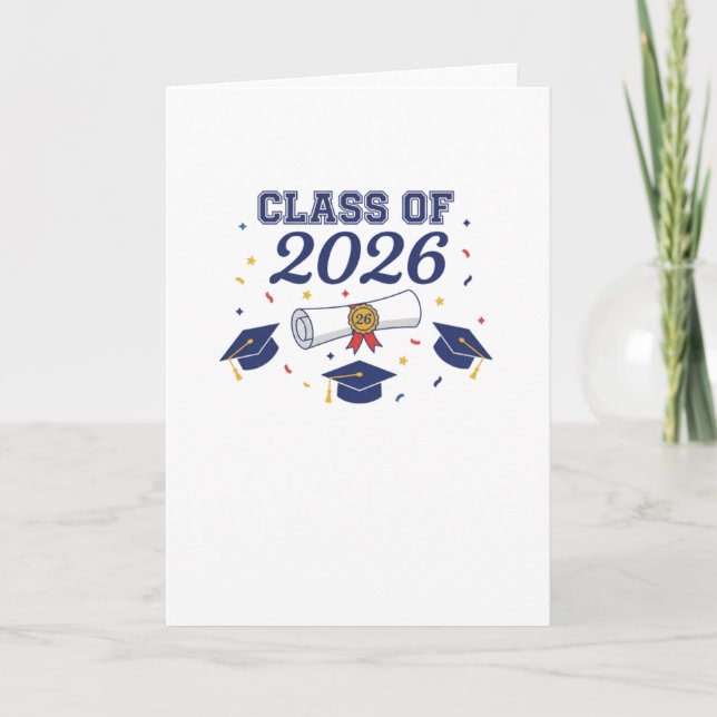 Examensmössa och diplomkort för klass 2026 Blankt Kort (Framsida)