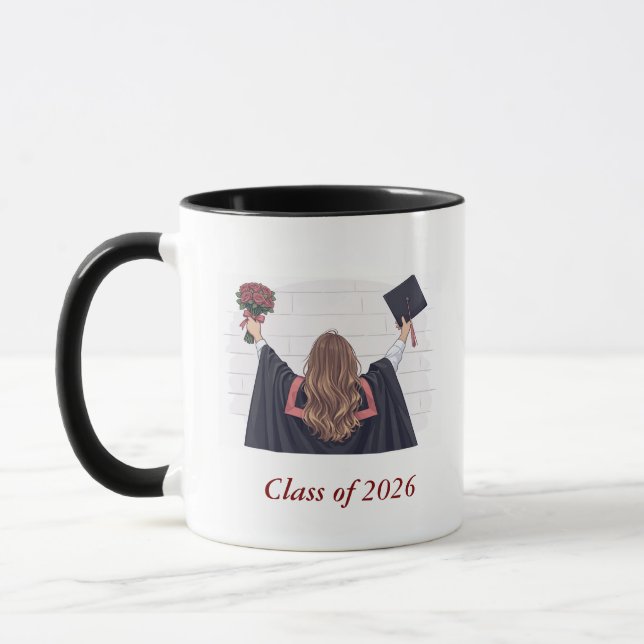 Examensmugg 2026 med illustration – Stolt G Mugg (Vänster)