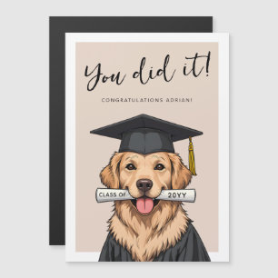 Examenspresent Söt Golden Retriever Magnetkort