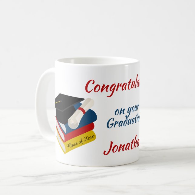 Examenstårar och böcker Grattis Kaffemugg (Framsida vänster)