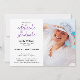 Examenstårtor Violettt Skript Mönster Foto Inbjudningar