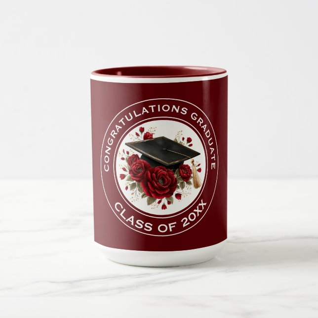 Examenstillbehör & Röda Rosor Årsklass 20XX Mugg (Center)