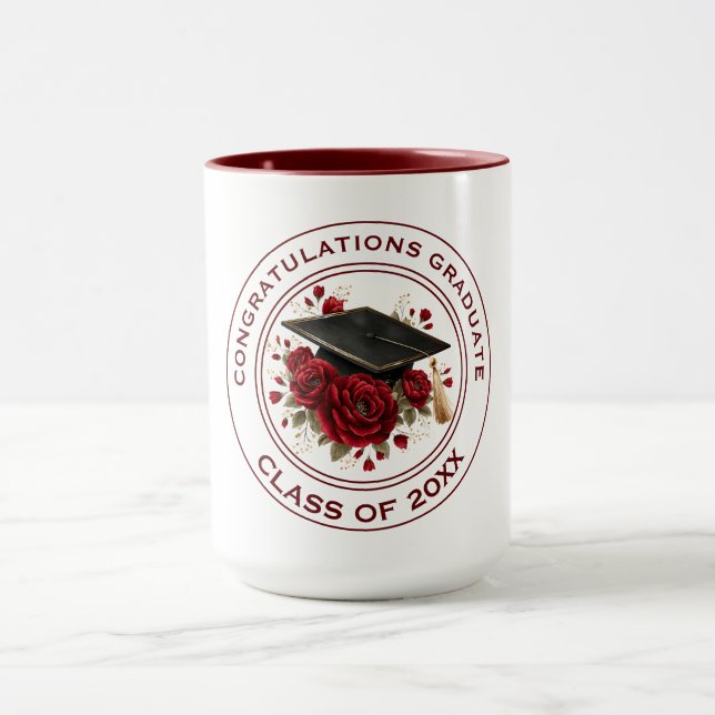 Examenstillbehör & Röda Rosor Årsklass 20XX Mugg (Center)