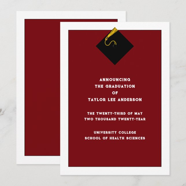 Examenstillkännagivande  inbjudningar (Fram/baksida)