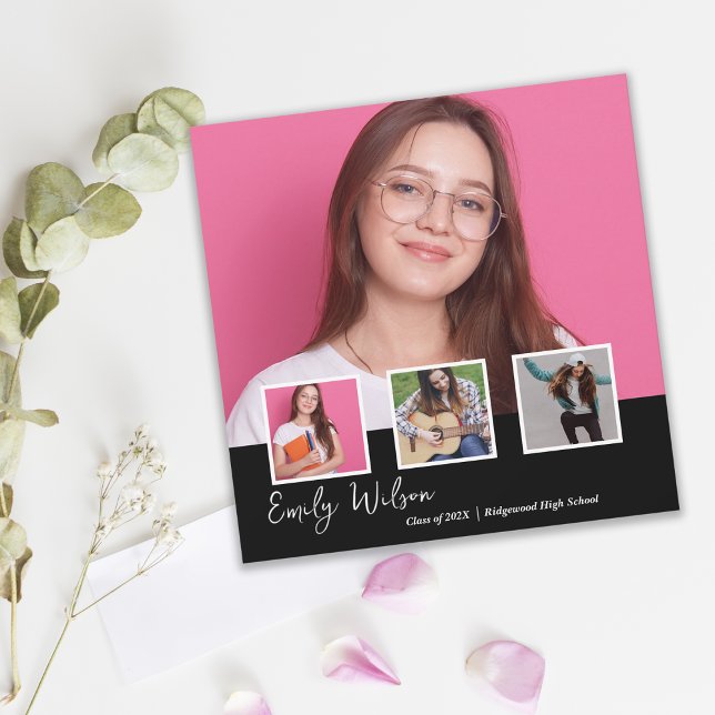 Examenstillkännagivande | Klass 2026 Examenfoto (Graduation Announcement Card | Class of 2026 Photo Graduation Announcement | Modern Senior Flat Card)