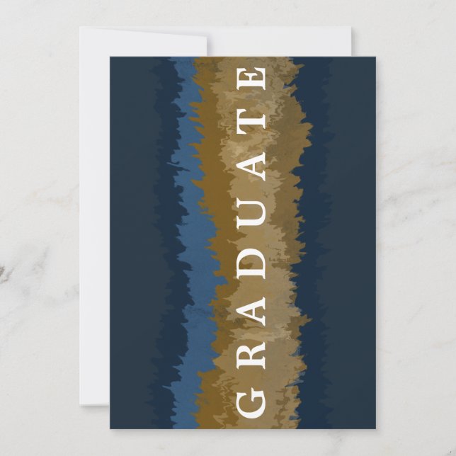 Examenstillkännagivande kort i Navy Gold Marble  (Framsida)