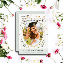 Examenstillkännagivande med vildblomma Foto Inbjudningar