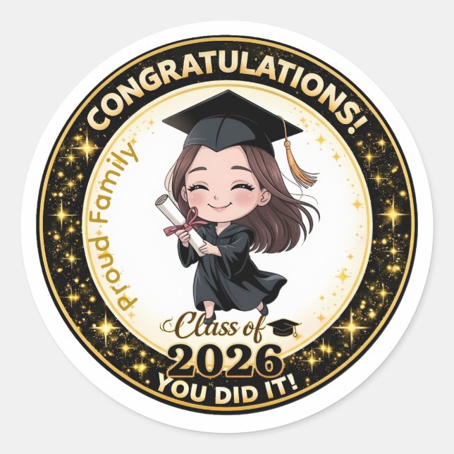 Examenstjej Klass 2026 Klistermärke (Framsida)