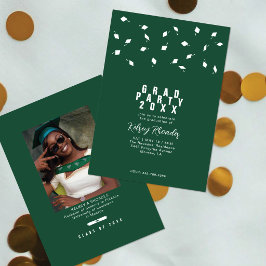 Examenstoshuvud Toss Grön & Vit Examenstårsfest Inbjudningar