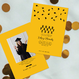 Examenstoshuvuddukskast Guld & Svart Examenstårsfe Inbjudningar