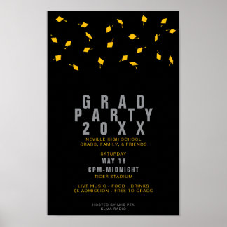 Examenstoshuvuddukskast Silver & Guld Studentfiran Poster