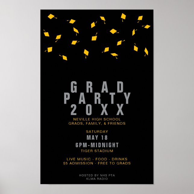 Examenstoshuvuddukskast Silver & Guld Studentfiran Poster (Framsidan)