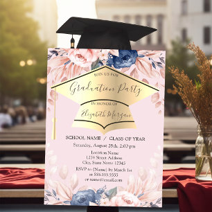 Examenströja, blommor Ljus rosa examen Inbjudningar