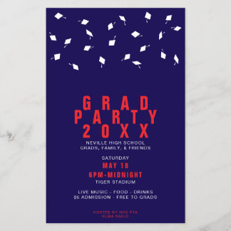 Examenströja Kast Röd & Marinblå Examenstårt-fest Flygblad