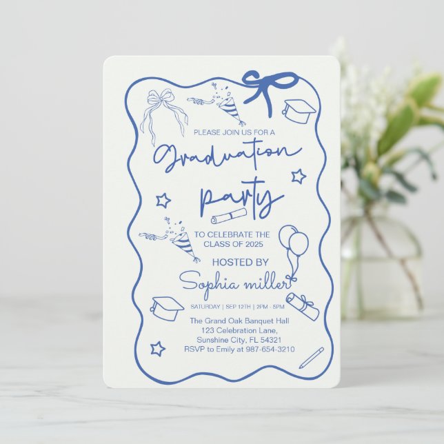 Examinationsfest Retro Inbjudan Klass 2025,Drömskt (Stående Fram)