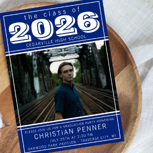 Examinationsfirande 2026 Öppet Hus Foto Blå Inbjudningar