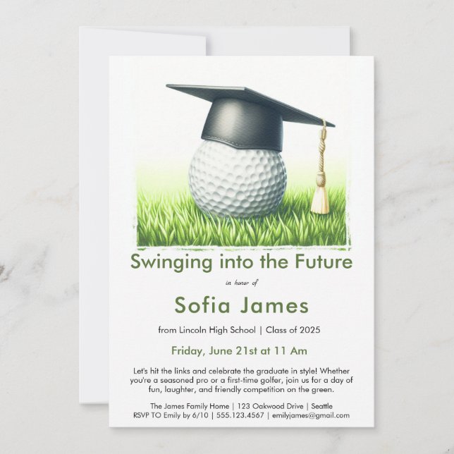 Examinationsfirande |  Ett golf-temat examensfiran Inbjudningar (Framsida)