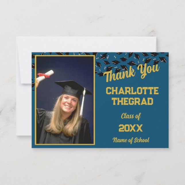Examinationsfirande Grattis Personlig Foto Tack Kort (Framsida)