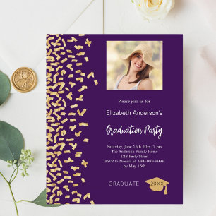 Examinationsfirande lila guld fotoinbjudan
