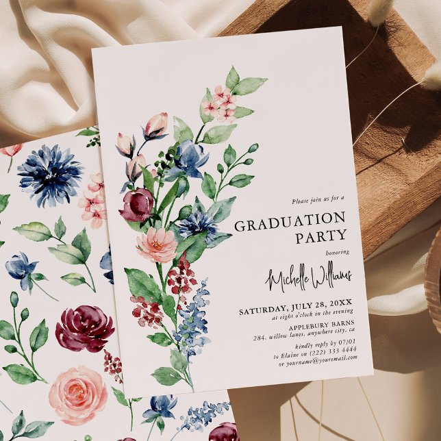 Examinationsfirande med blommande festligheter inbjudningar (Skapare uppladdad)