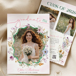 Examinationsfirande QR-kod Vildblomma Inbjudningar