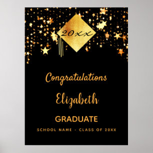 Examinationsfirande svart guld stjärnor examinerad poster