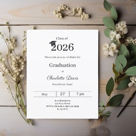 Examinationsfirande svart vitt klass 2026 inbjudan