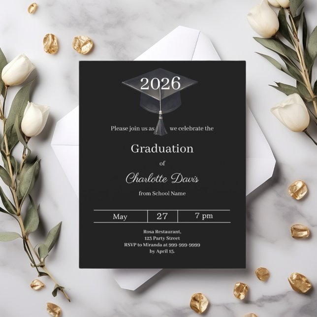 Examinationsfirande svart vitt klass 2026 inbjudan (Skapare uppladdad)