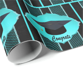 Examinationshatt Falsk Rhinestone Svart Turkos Presentpapper
