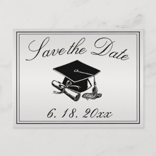 Examinationsmössa Diplom Silver Save the Date Meddelande Vykort