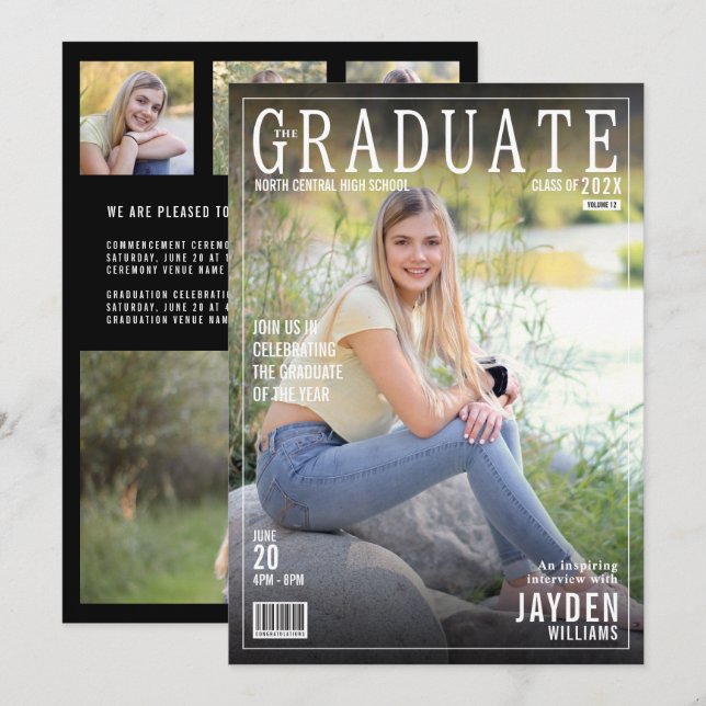 Examinerande Magasin Omslag Trendig Chic Inbjudan (Fram/baksida)