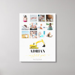 Exavator Lastbil Baby, första årets fotokollage Canvastryck