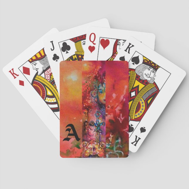 EXCALIBUR Arthurian Legends Fantasy Monogram Red Casinokort (Baksidan)