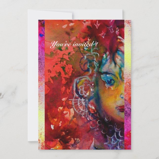 EXCALIBUR DAM SJÖ Red Lila Watercolor Inbjudningar (Framsida)