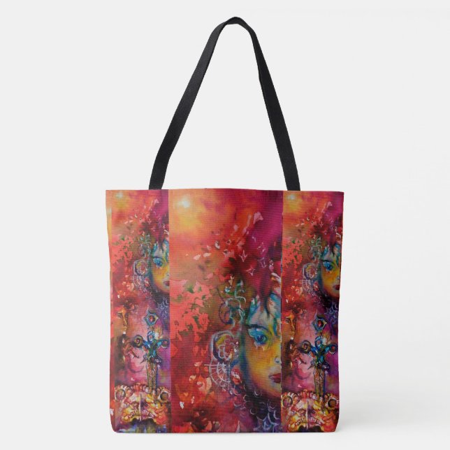 EXCALIBUR EPIC SWORD, Dam vid Sjö Red Gult Tygkasse (Framsida)