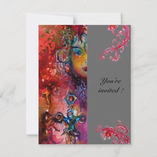 EXCALIBUR, grå klarröd Inbjudningar (Framsida)