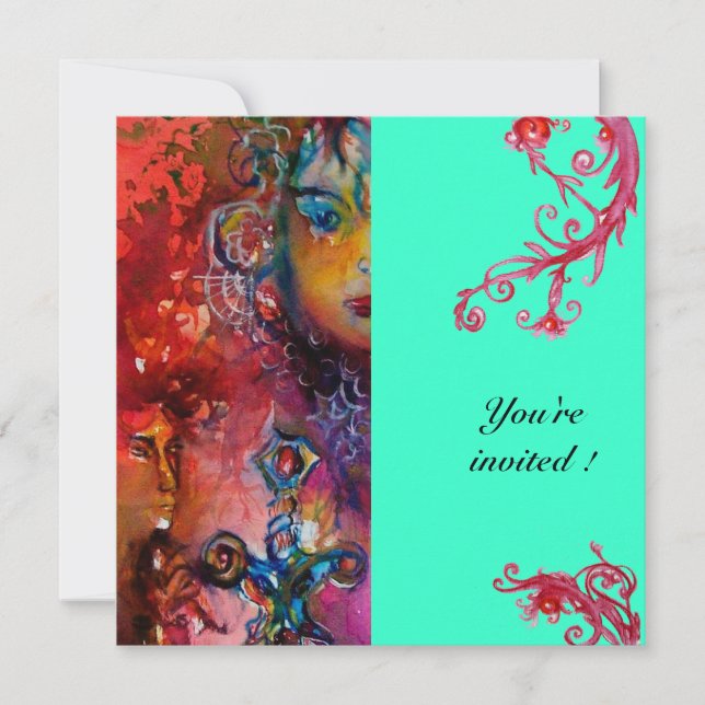 EXCALIBUR , klarröd ,blå Inbjudningar (Framsida)