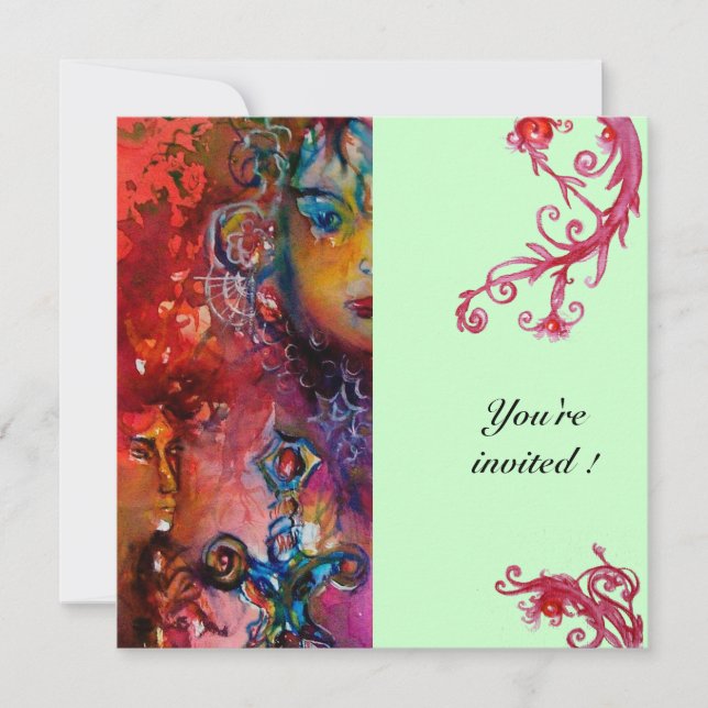 EXCALIBUR, klarröd, blå Inbjudningar (Framsida)