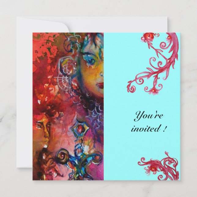 EXCALIBUR, klarröd, blå Inbjudningar (Framsida)