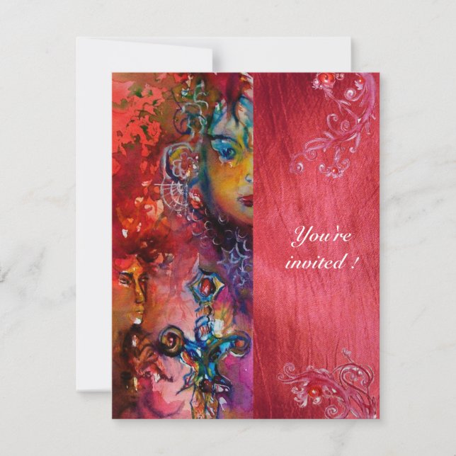 EXCALIBUR, klarröd blå lila fuchsia Inbjudningar (Framsida)