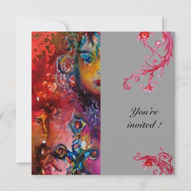 EXCALIBUR, klarröd, grå Inbjudningar (Framsida)