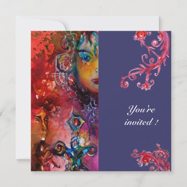 EXCALIBUR, klarröd, lila Inbjudningar (Framsida)