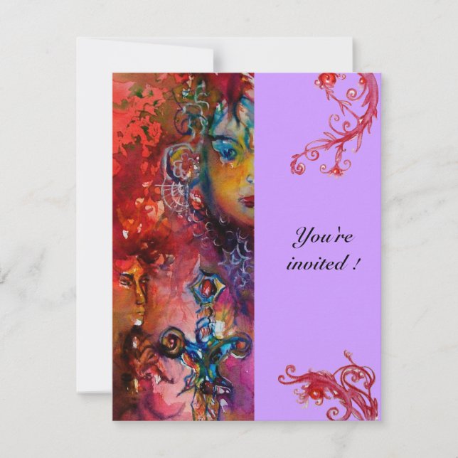 EXCALIBUR, klarröd, lila Inbjudningar (Framsida)