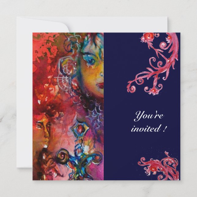 EXCALIBUR, klarröd, lila Inbjudningar (Framsida)